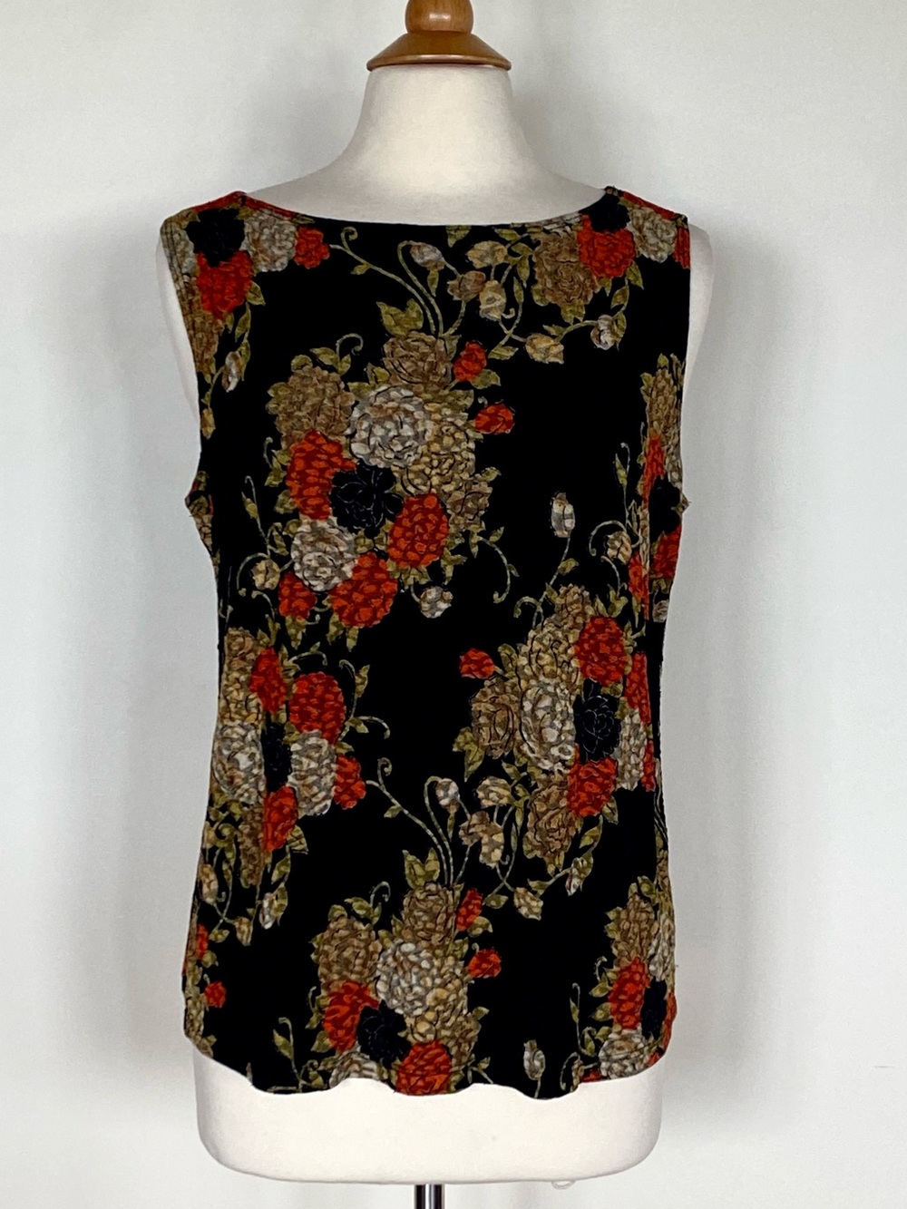 Lane Bryant Black Floral Sleeveless Camisole with Orange & Tan Accents Size 16